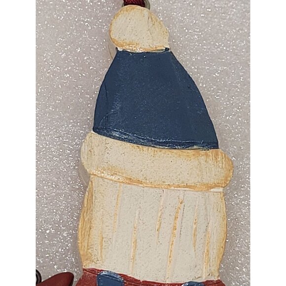 Wood Hand Painted Santa Ornament Farmer Milk Farmhouse Christmas Movable Arms 6" - Picture 5 of 7